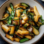 Plated hibachi veggies with mushrooms, zucchini, and onions tasty