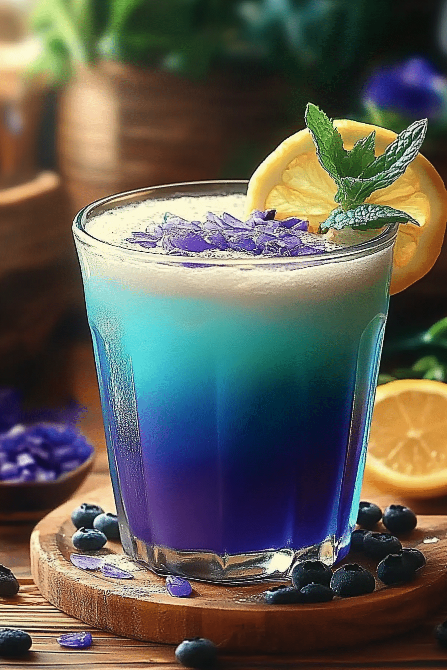 Stirring homemade Mounjaro detox drink in a clear glass