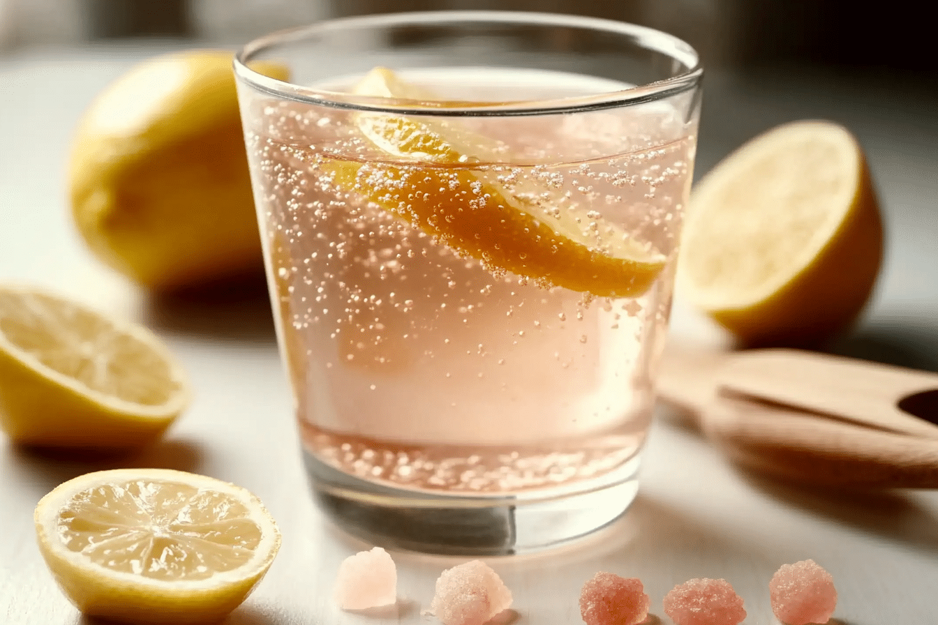 Pink Himalayan salt, lemon, and apple cider vinegar for detox drink