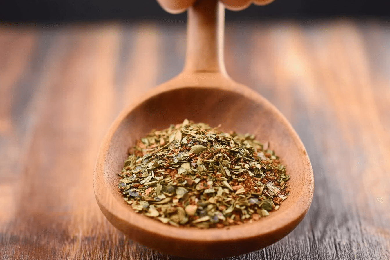 Tuscan Heat Spice ingredients laid out in measuring spoons