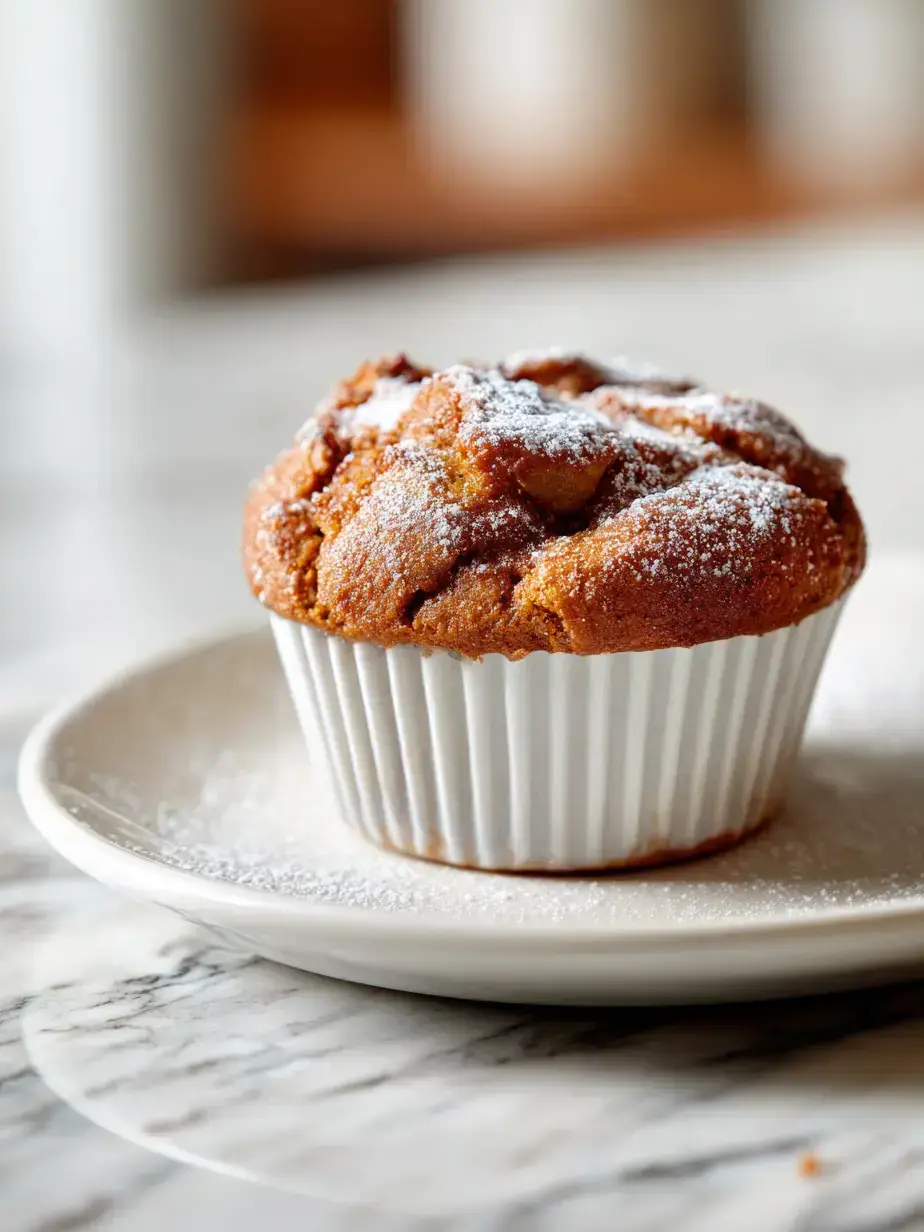 Delicious homemade apple muffin with cinnamon streusel on a wooden table