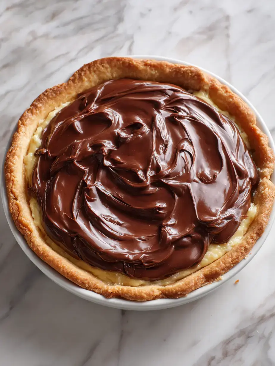 Slice of homemade Boston Cream Pie showing layers of yellow cake and creamy custard