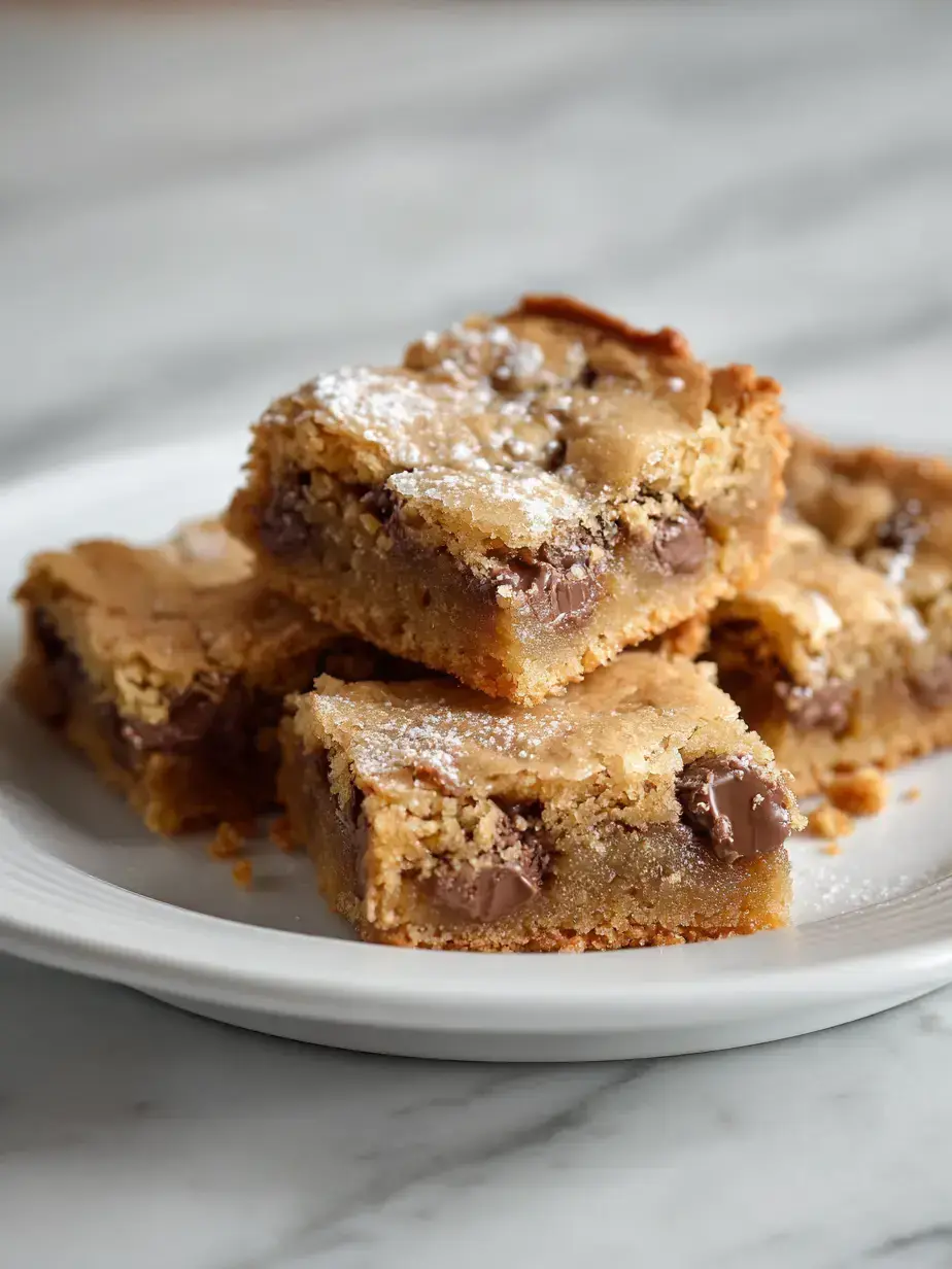 Fresh baked pan of candy bar blondies with chocolate and caramel swirls