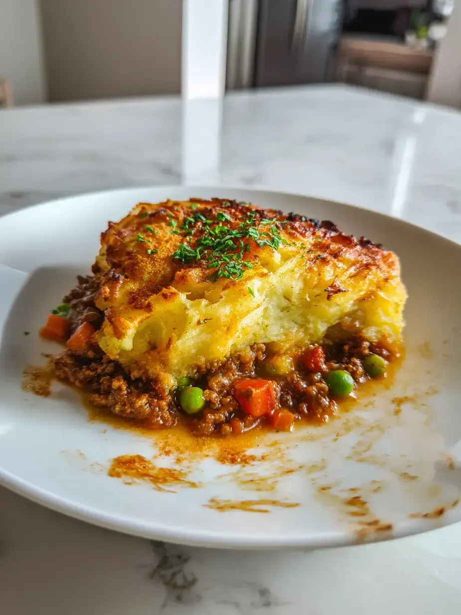 Served Cottage Pie with a fresh green salad Irresistible Cottage Pie Recipe served on a plate with a side salad