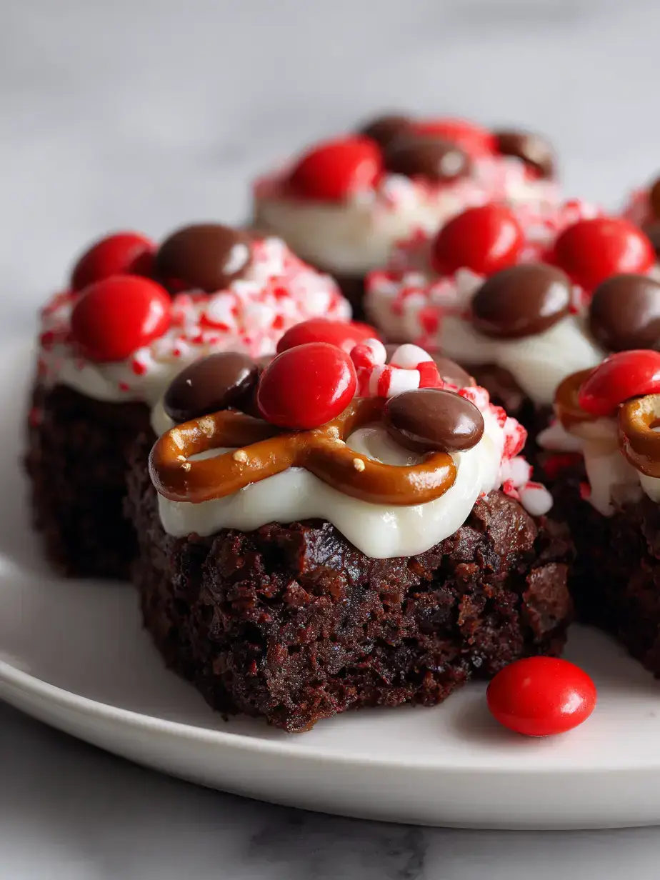 Platter of adorable Reindeer brownie bites arranged for a Christmas party