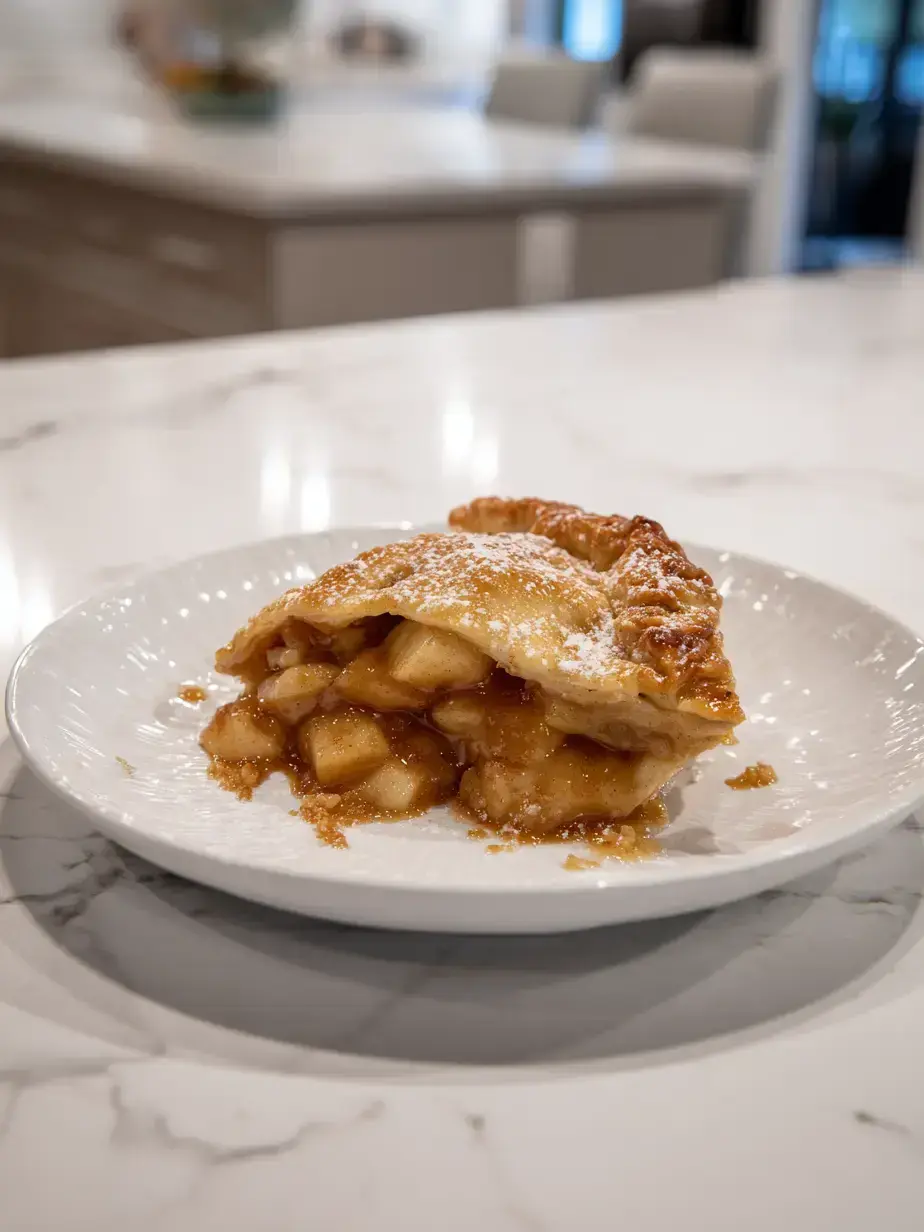 Serving easy apple dumplings a la mode Easy apple dumplings served warm with vanilla ice cream melting on top