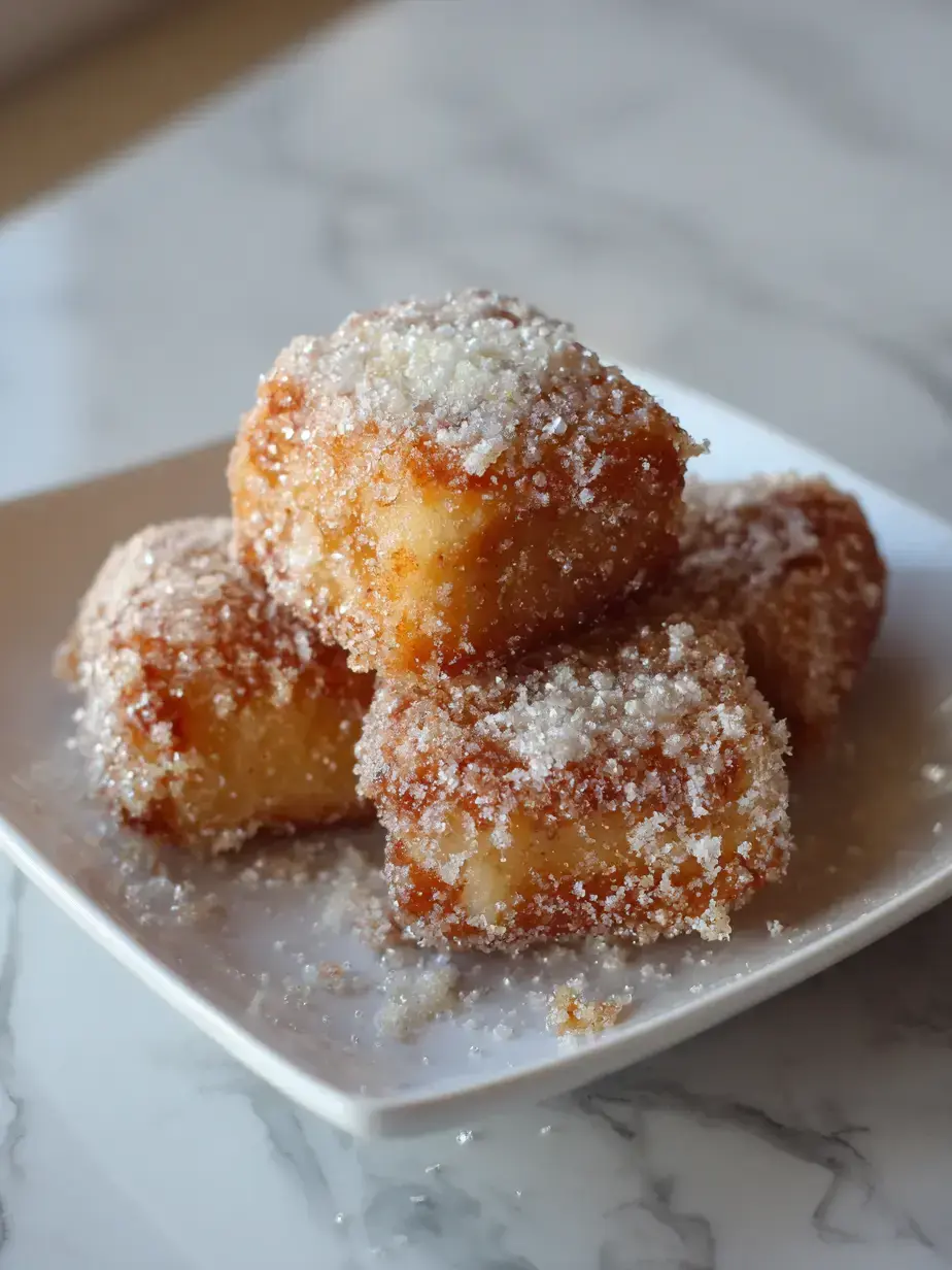 Close-up of a maple donut bar on a plate with a cup of coffee in the background