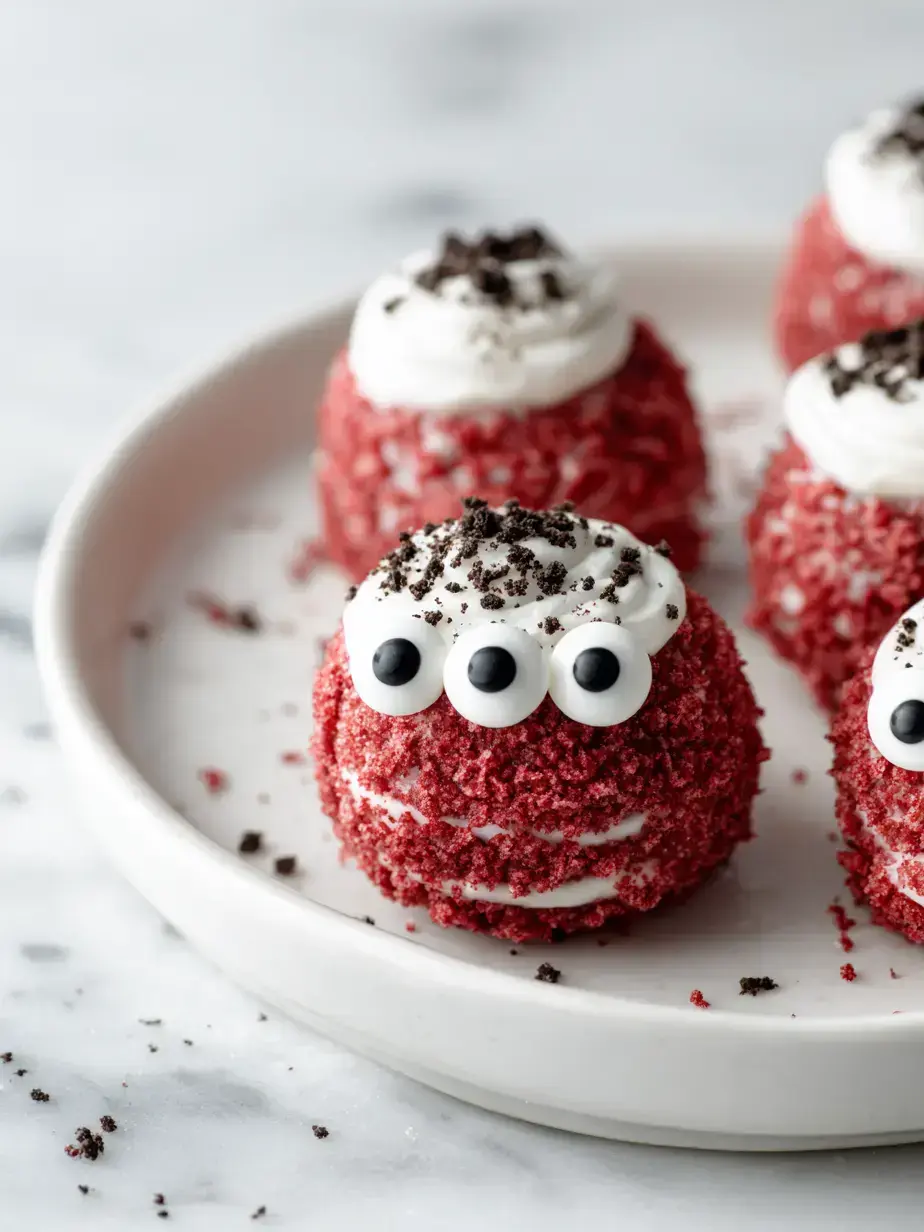 Festive platter of mummy Oreo ball Halloween treats Platter of mummy oreo balls recipe treats served at a Halloween party with decorations