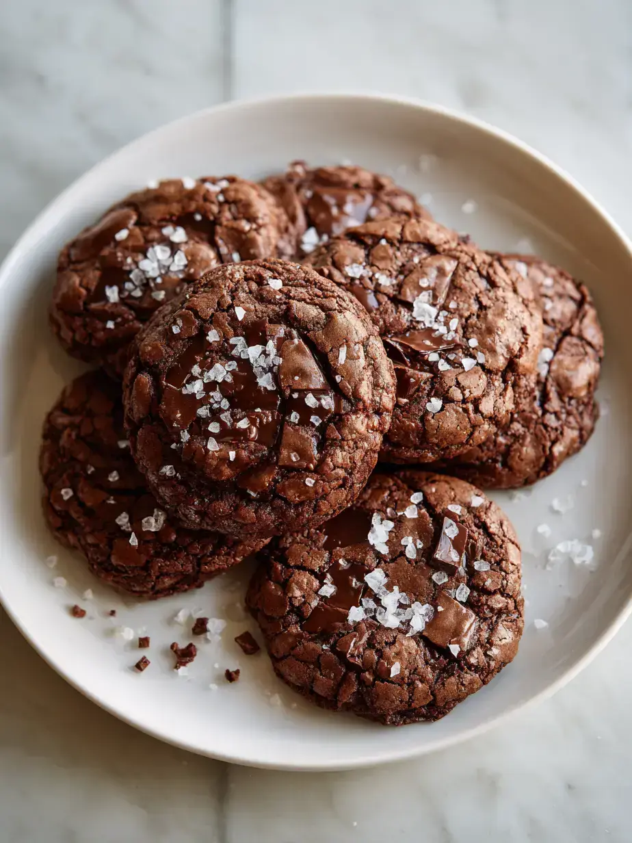 Warm Brown Butter Chocolate Cookies with melty chocolate chips on a rustic wooden board