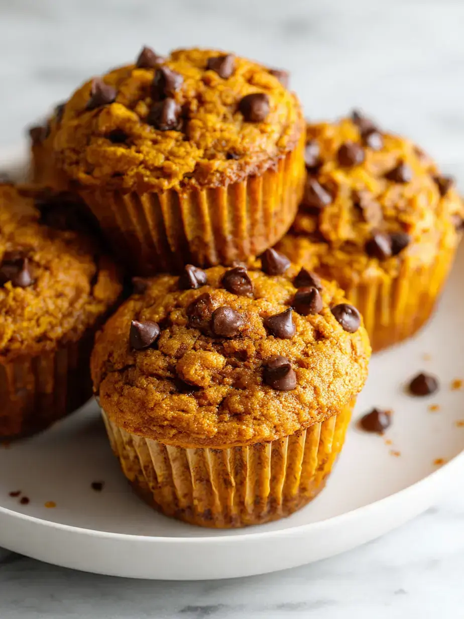 Delicious Pumpkin Chocolate Chip Cupcakes with chocolate chips on a rustic wooden table