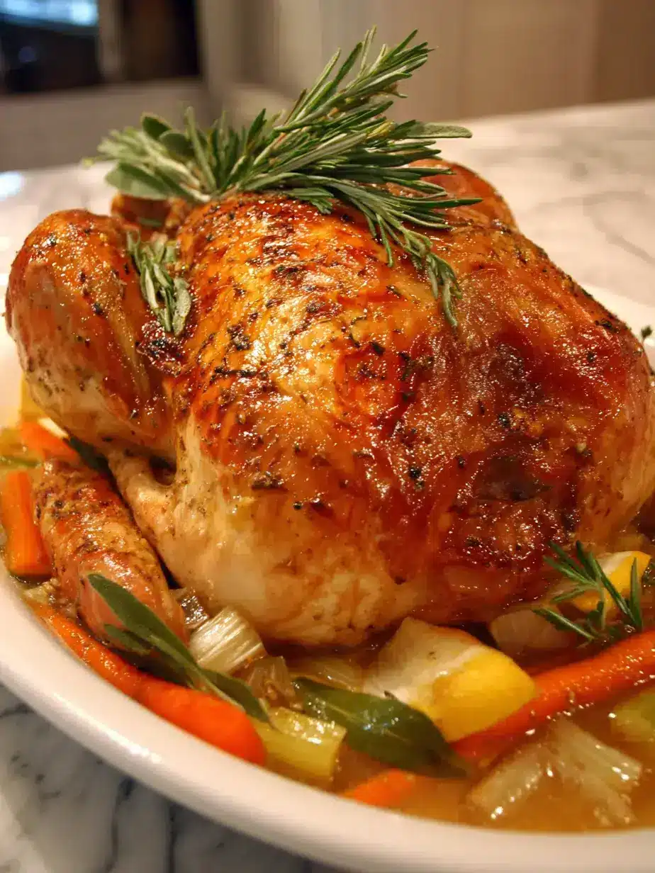 A beautifully set table with a golden brown traditional Thanksgiving dinner featuring a roasted turkey and side dishes.