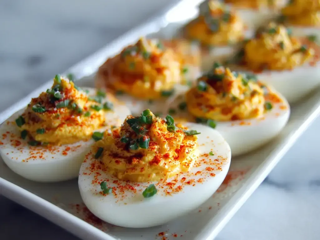 Smoked Paprika Pumpkin Deviled Eggs