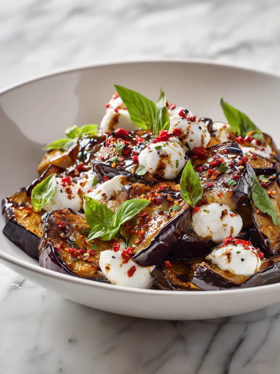Cozy Serving of Burrata Roasted Eggplant