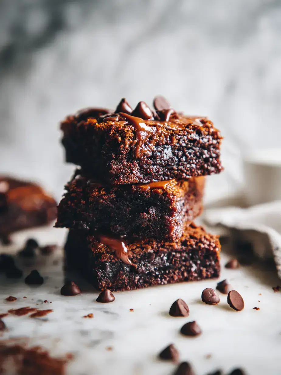 Slice of pumpkin brownie showing fudgy interior and chocolate chips