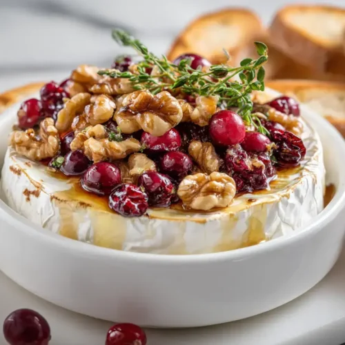 Easy Baked Brie cranberries walnuts