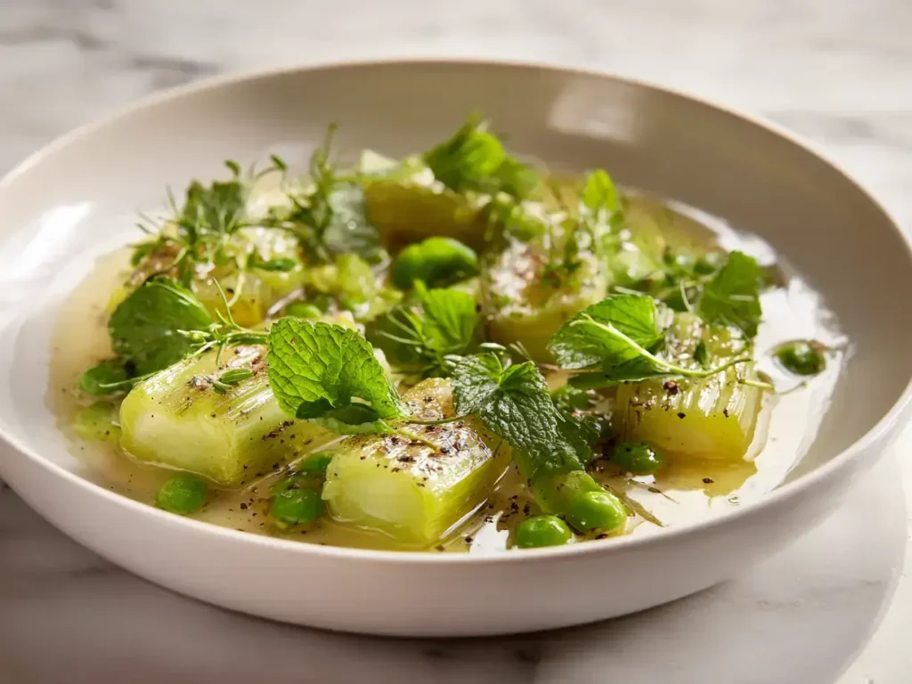 Braised Leeks Peas Recipe