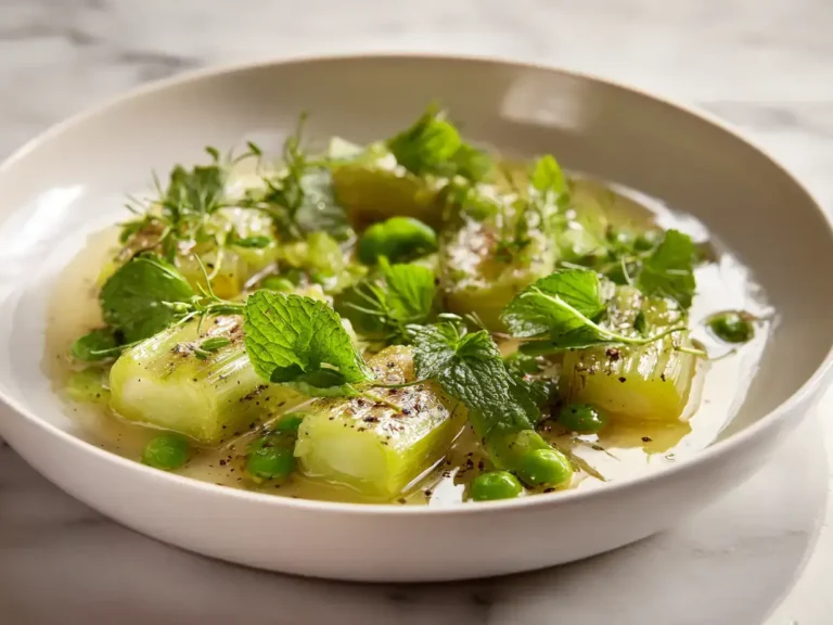 Easy Braised leeks peas