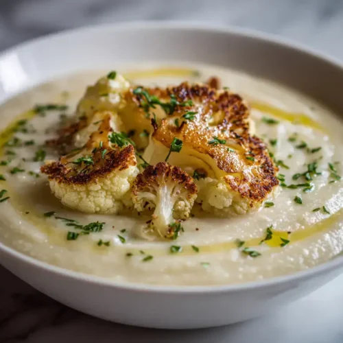 Easy Creamy roasted cauliflower soup
