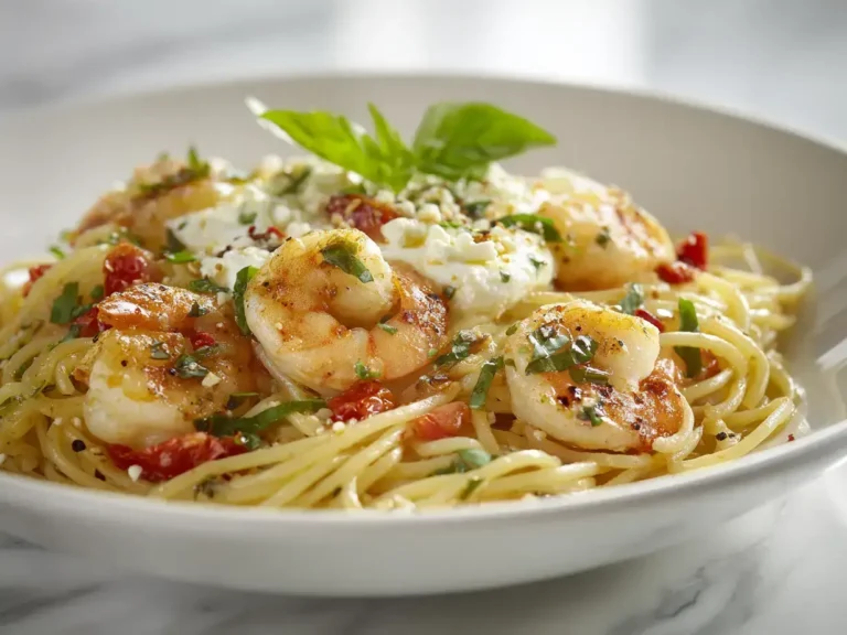 Easy Shrimp burrata spaghetti
