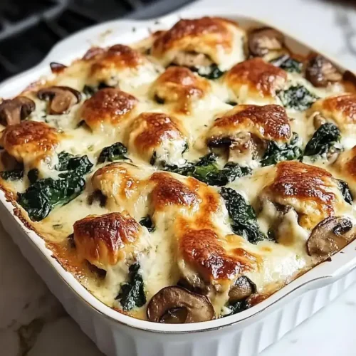 Easy chicken spinach mushroom bake