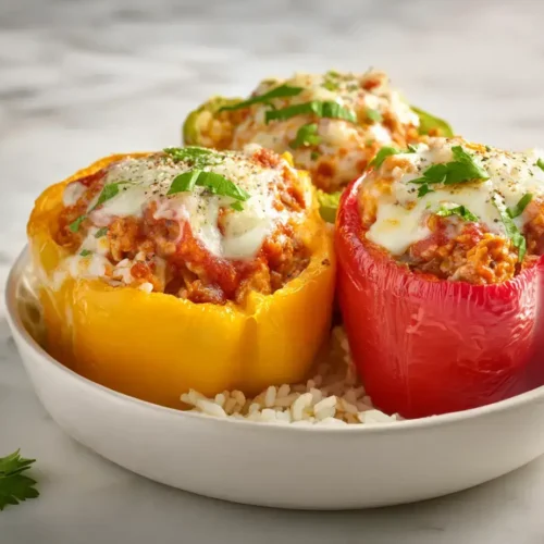 Easy ground turkey stuffed peppers