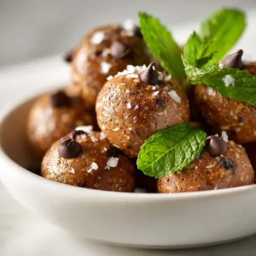 Easy mint chocolate protein balls