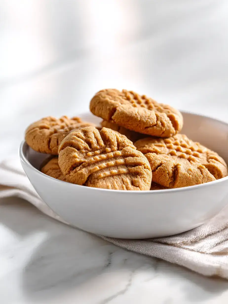 Irresistible 3 ingredient peanut butter cookies stacked on a plate