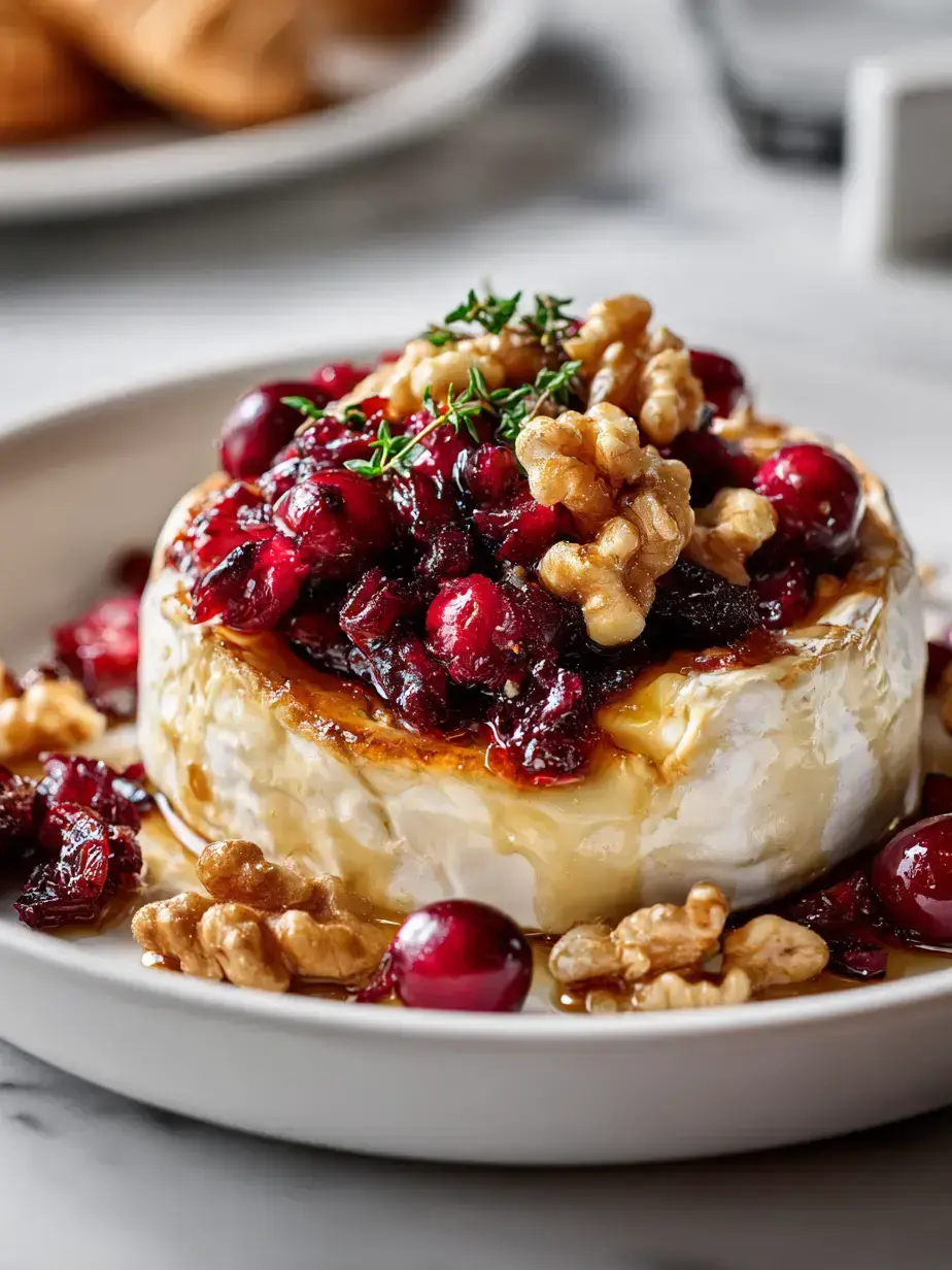 Cozy Serving of Baked Brie with Cranberries and Walnuts