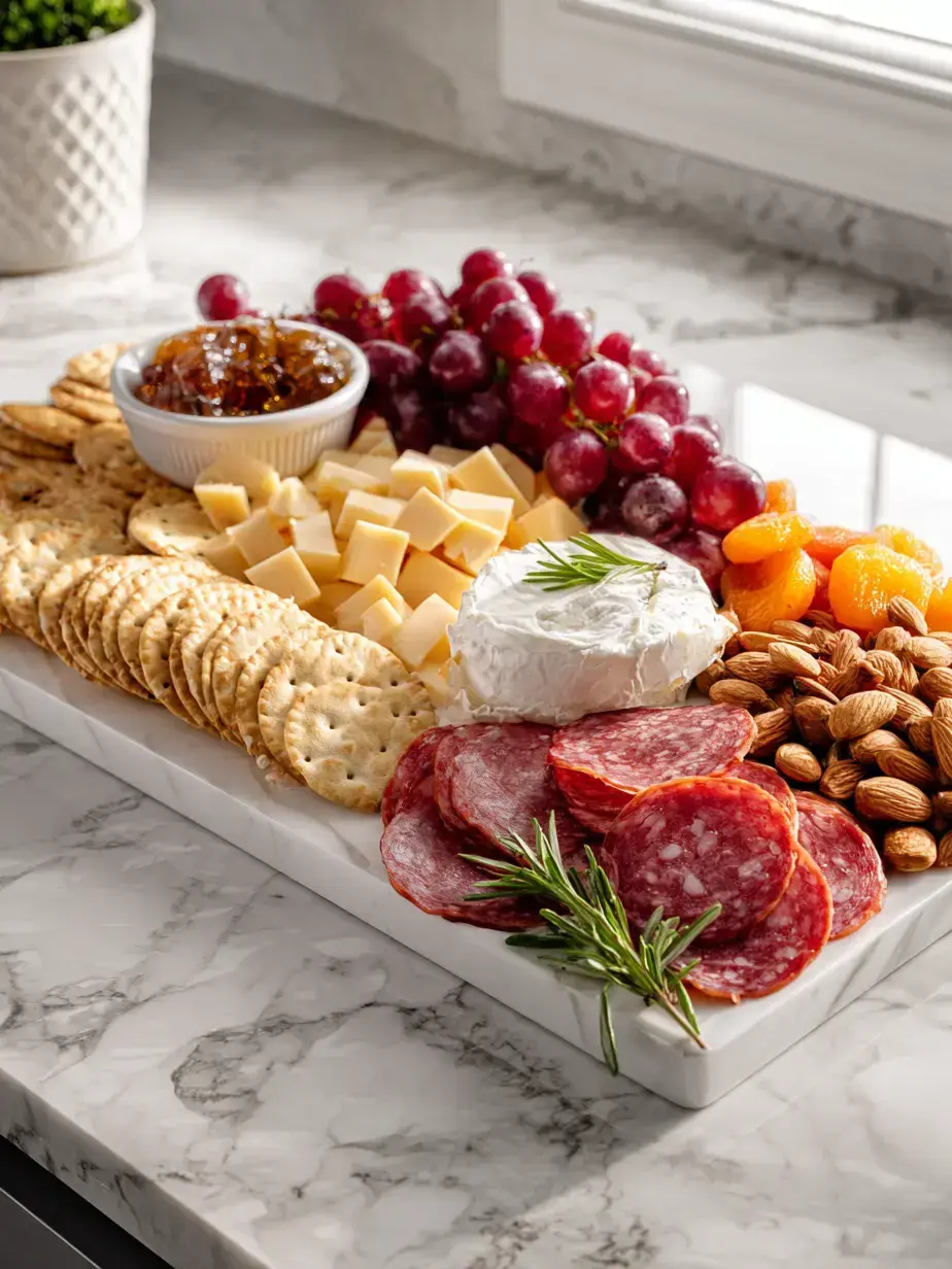 Beautifully Arranged Cheese Cracker Charcuterie Board