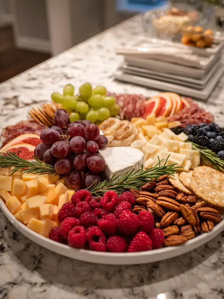 Beautiful Serving of Cheese Fruit Charcuterie Board