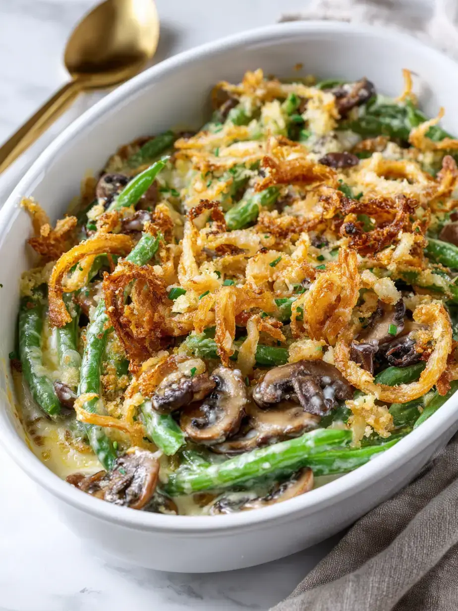 Cozy Serving of Green Bean Casserole Gluten Free