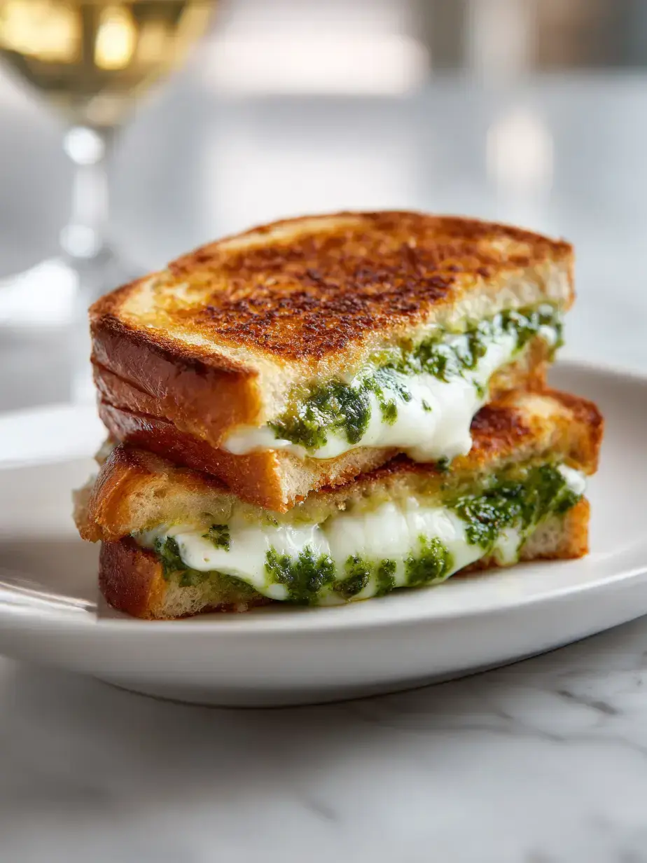 Cozy Serving of Pesto Grilled Cheese Sandwich