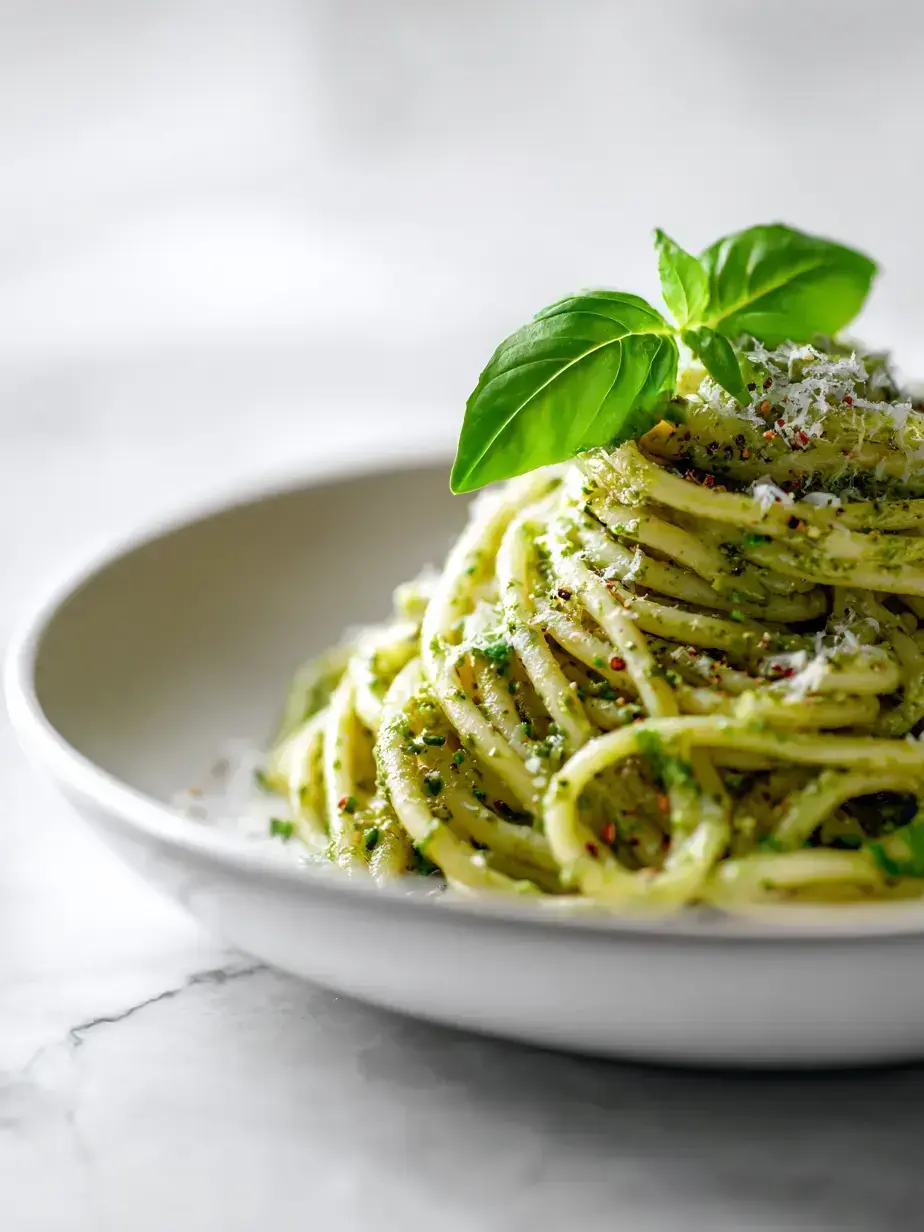 Cozy Serving of Pesto Pasta