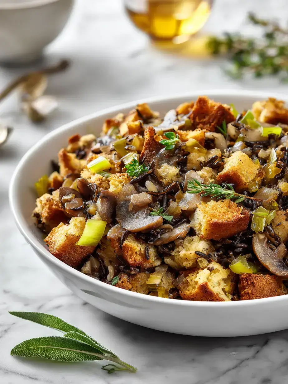 Cozy Serving of Wild Rice Mushroom Stuffing