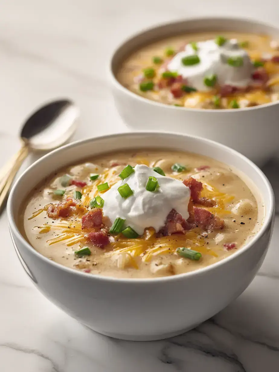 Cozy Serving of Crockpot Loaded Baked Potato Soup