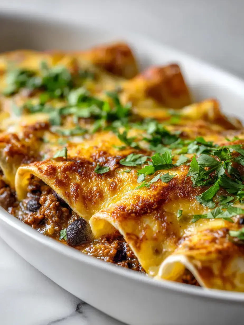 Cozy Serving of Ground Turkey Black Bean Enchiladas