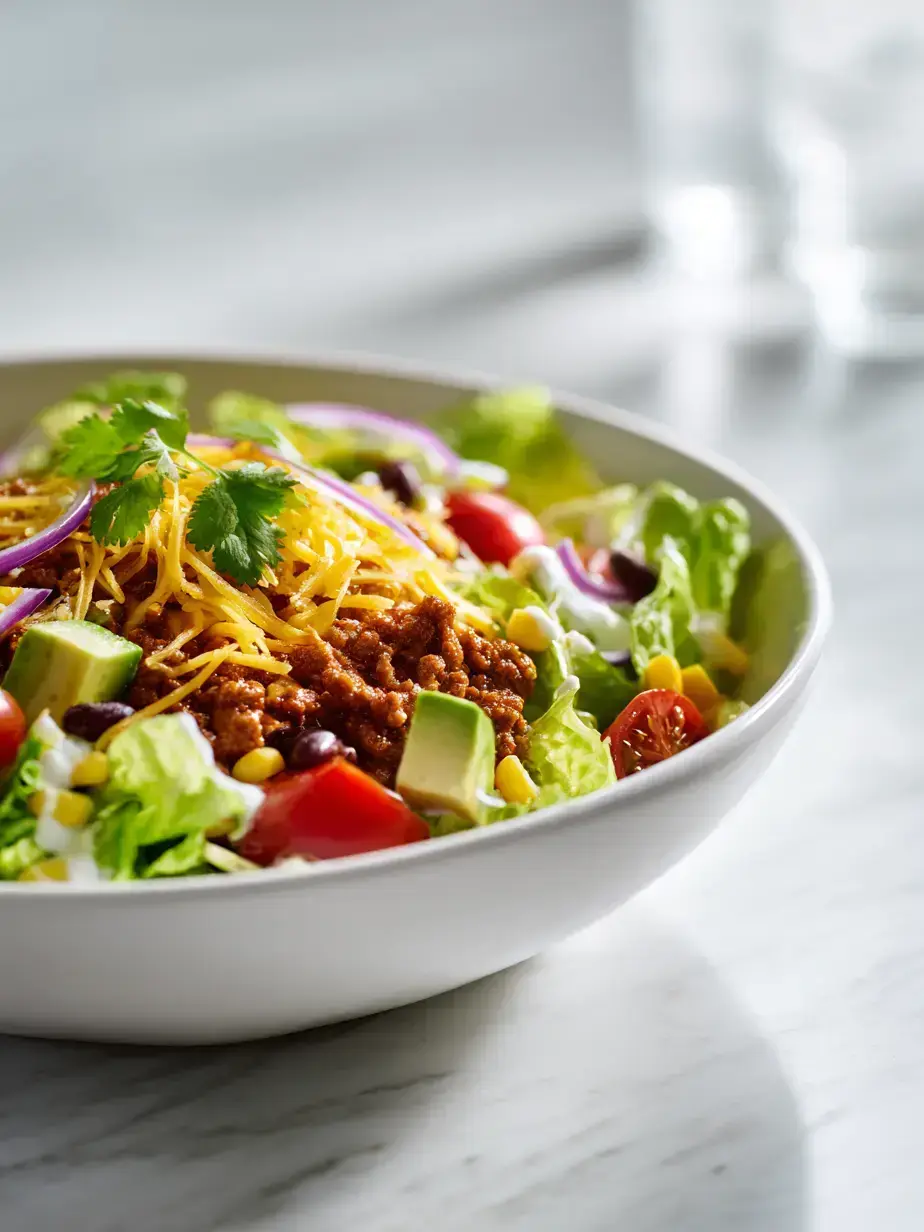Cozy Serving of Healthy Taco Salad with Ground Turkey