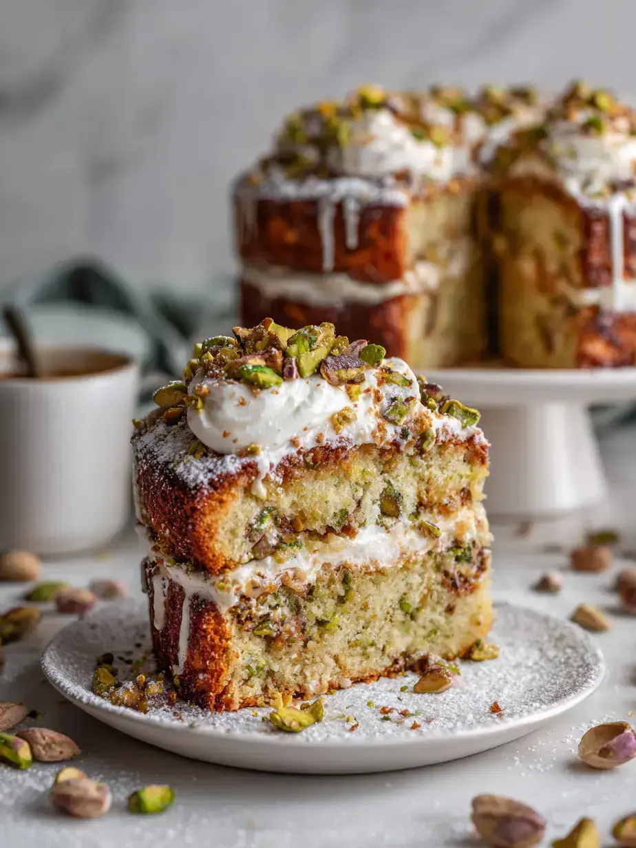 Cozy Serving of Pistachio Layer Cake