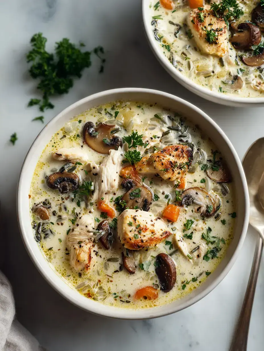 How to Make Creamy Wild Rice Chicken Soup with Roasted Mushrooms