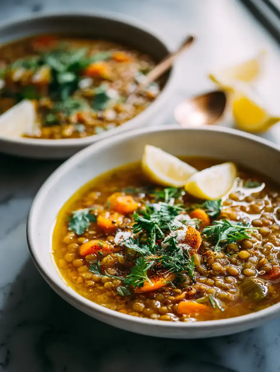 Healing Golden Lemon Lentil Soup ingredients preparation