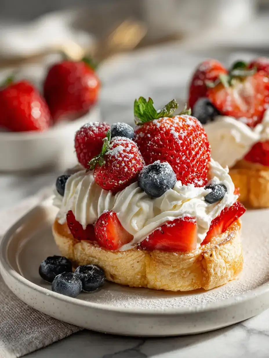 Homemade Strawberry Cookie Boats with Vanilla Cream and Fresh Berries ingredients preparation