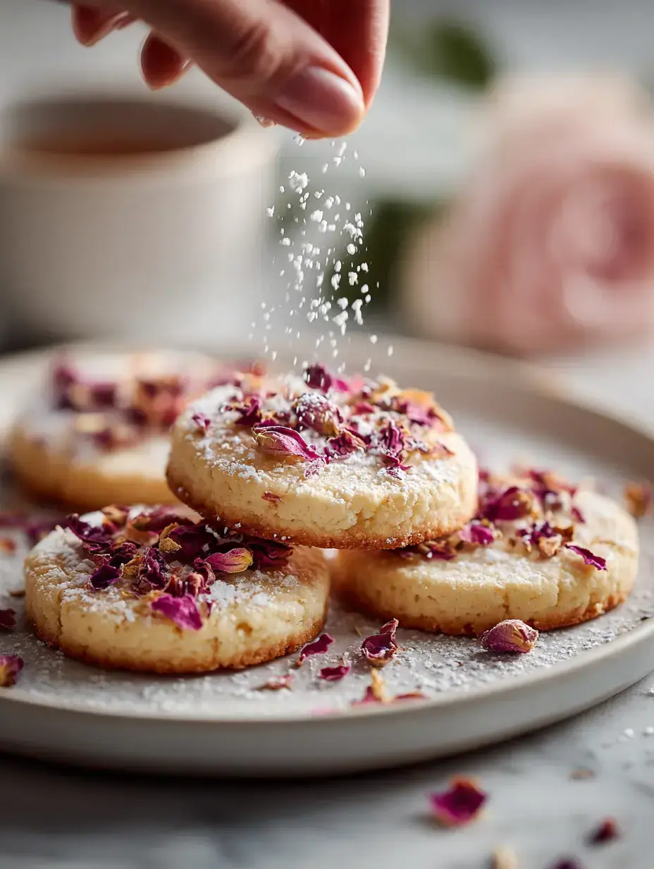 Rose Petal Shortbread Cookie ingredients preparation