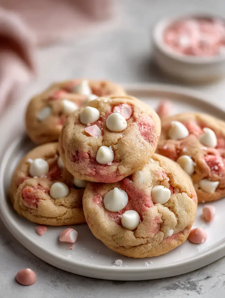 Strawberry Kiss Cookies Recipe with White Chocolate Chips ingredients preparation
