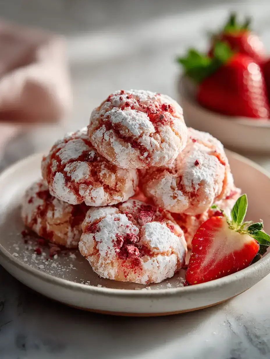 Strawberry Sugar Crinkle Cookies ingredients preparation