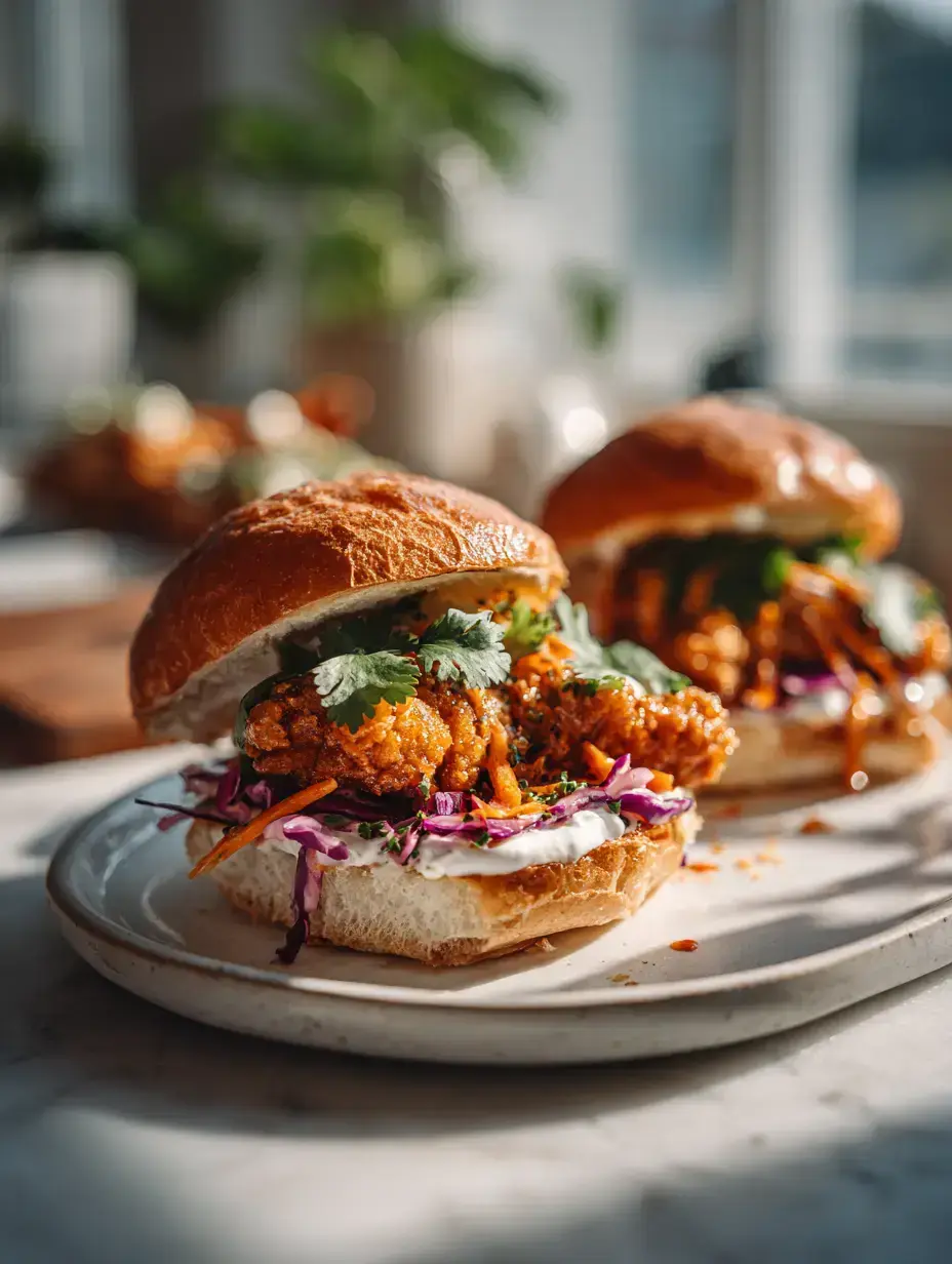 Thai Fried Chicken Sandwich ingredients preparation