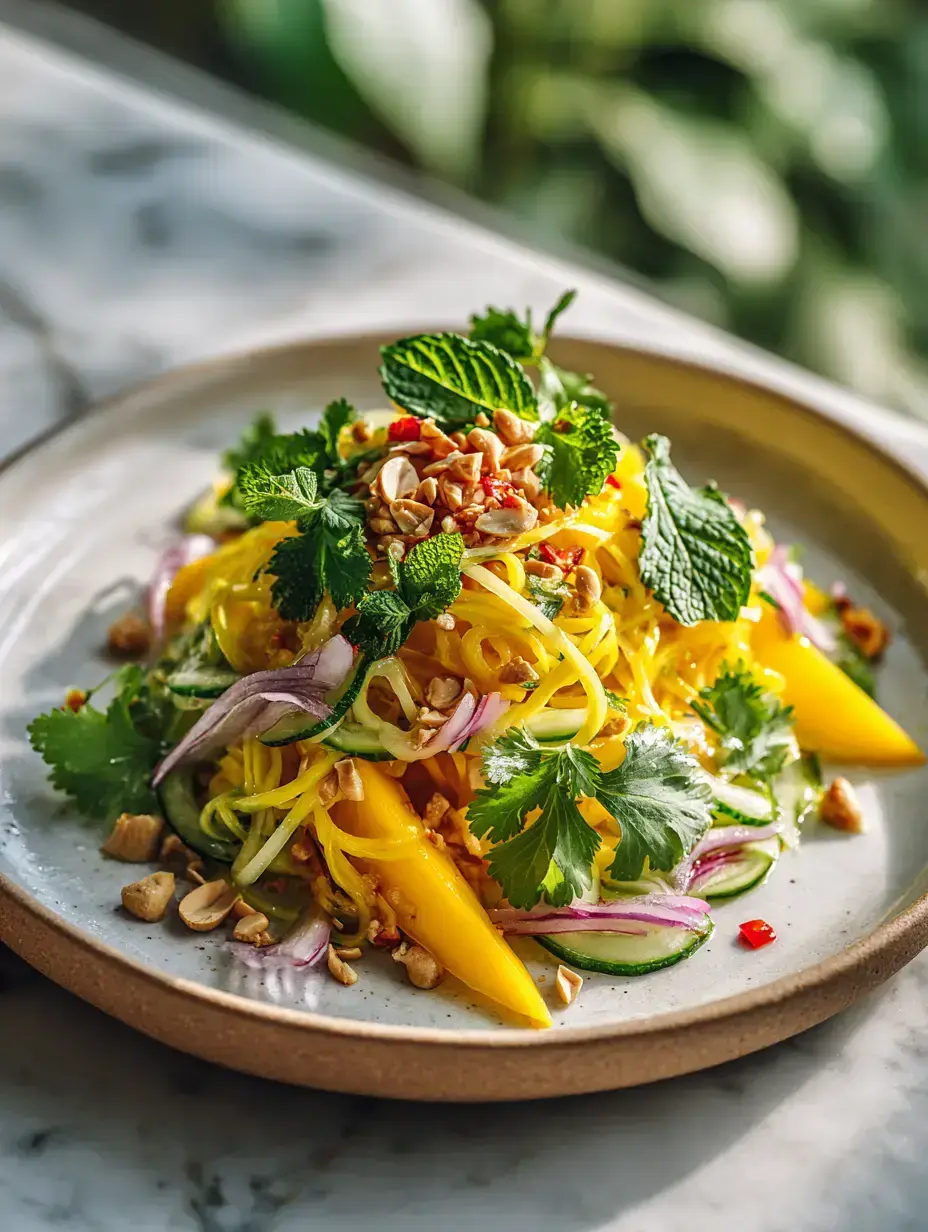 Thai Mango Cucumber Salad ingredients preparation