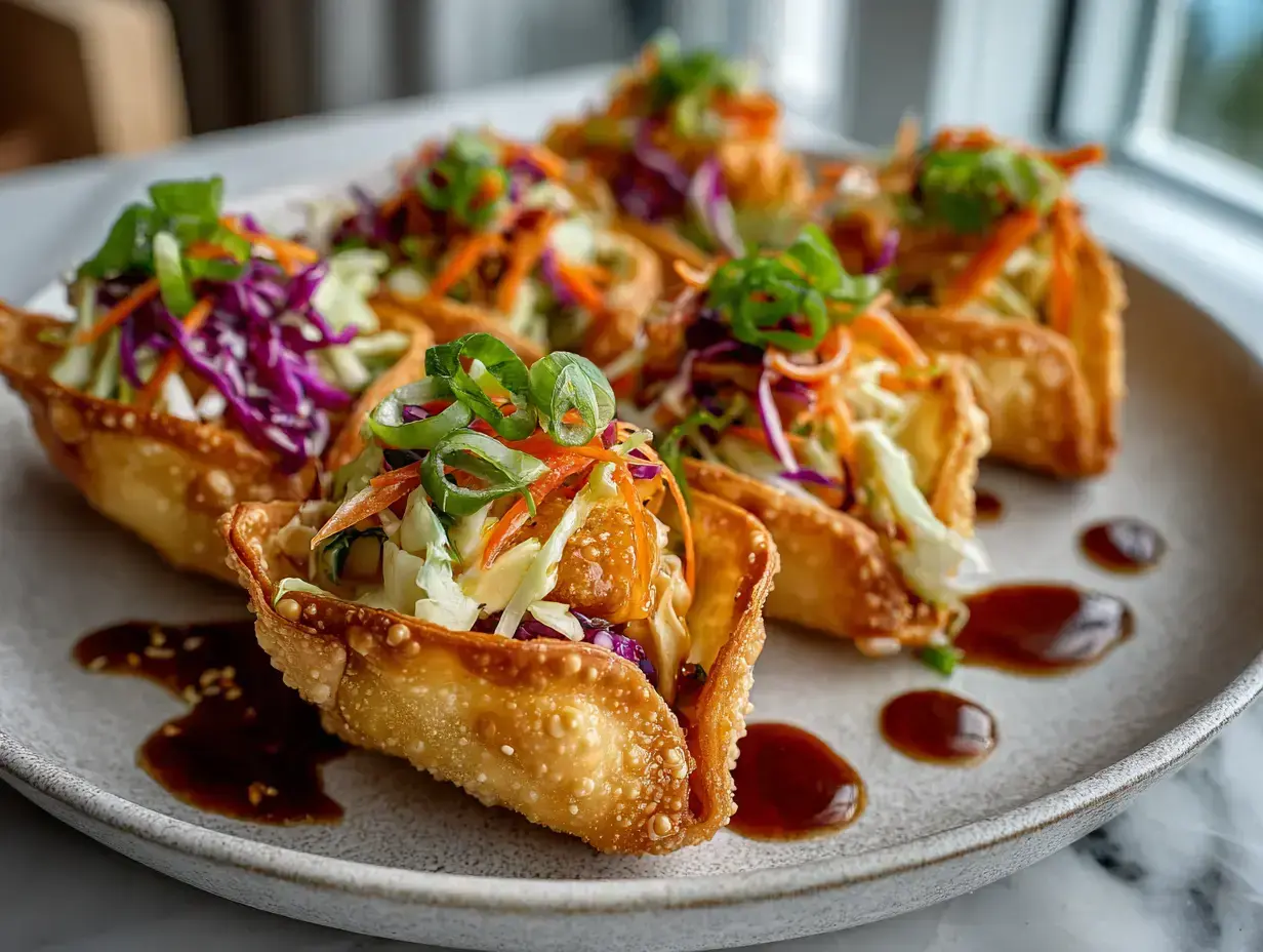 Crispy Chicken Wonton Tacos recipe finished dish