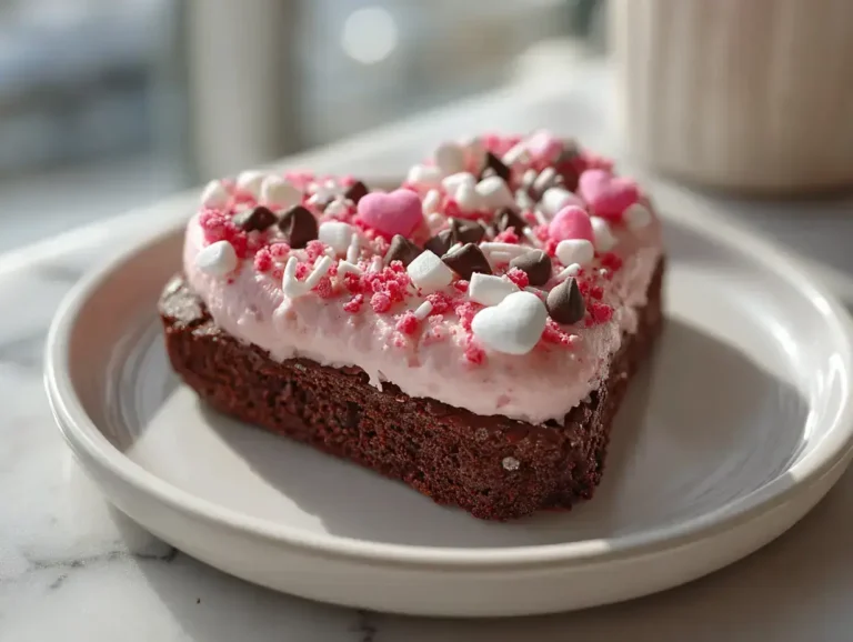 Easy Heart Shaped Strawberry Frosted Brownies
