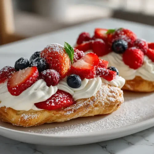 Easy Homemade Strawberry Cookie Boats with Vanilla Cream and Fresh Berries