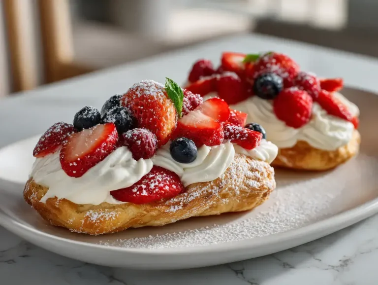 Easy Homemade Strawberry Cookie Boats with Vanilla Cream and Fresh Berries